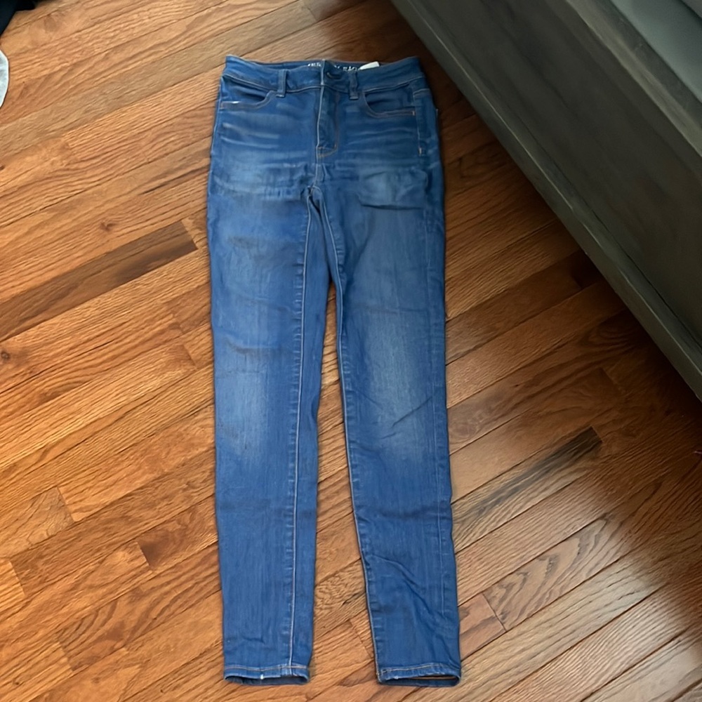 american eagle high rise super stretch jegging (aeo denim x cafe